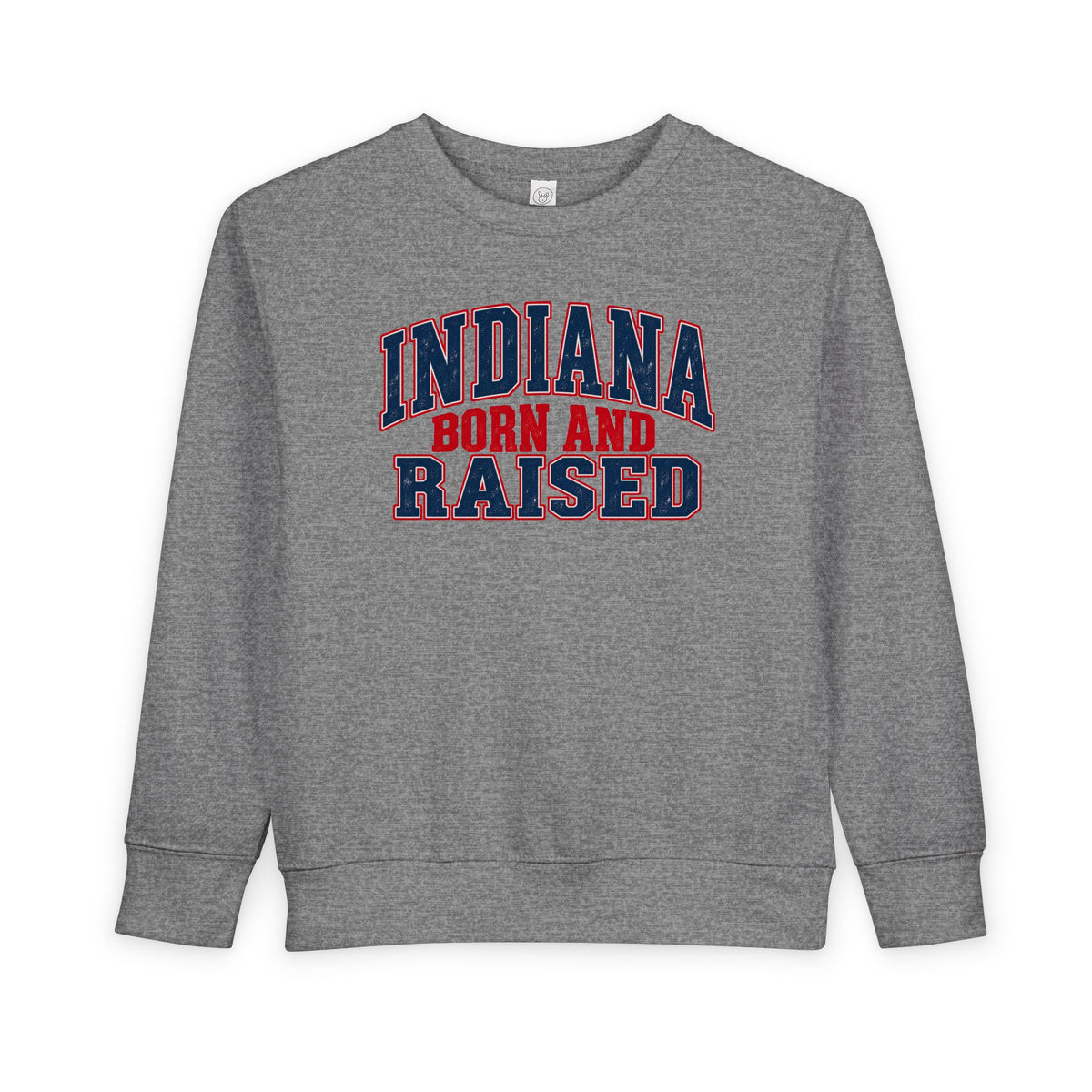 Indiana Born and Raised Bold Hometown Pride Unisex Toddler Sweatshirt