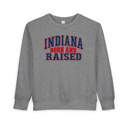 Indiana Born and Raised Bold Hometown Pride Unisex Toddler Sweatshirt