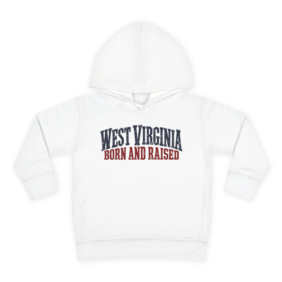 West Virginia Born and Raised Classic Americana Unisex Toddler Pullover Fleece Hoodie