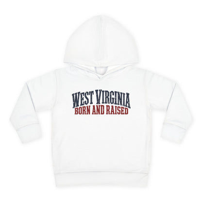 West Virginia Born and Raised Classic Americana Unisex Toddler Pullover Fleece Hoodie