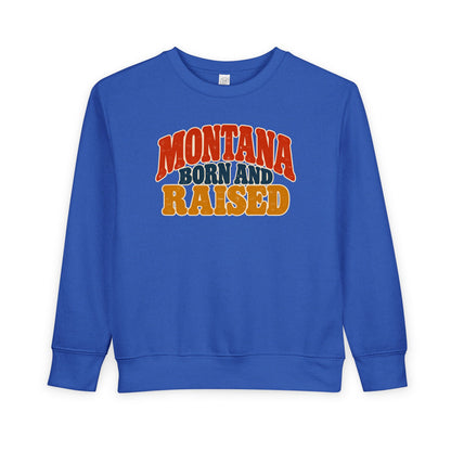 Montana Born and Raised Retro 1970s Unisex Toddler Sweatshirt Graphic