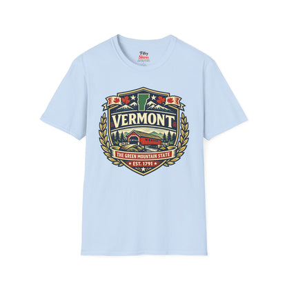 Vermont Heritage Badge Unisex Softstyle T Shirt State Pride Graphic Tee Collections FS03
