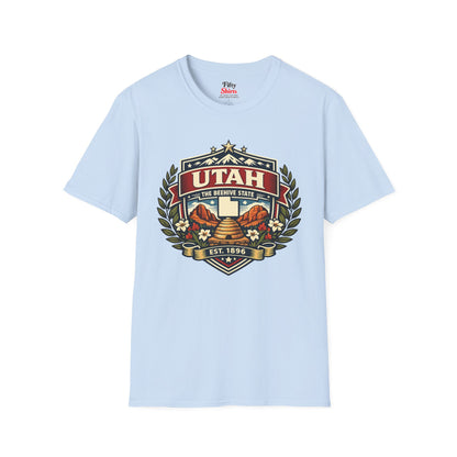 Utah Heritage Badge Unisex Softstyle T Shirt State Pride Graphic Tee Collections FS03