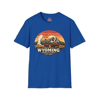 Wyoming Mountain Sunset Unisex Softstyle T Shirt State Pride Graphic Tee Collections FS03