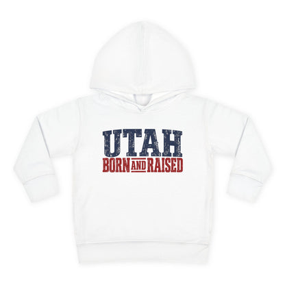 Utah Born and Raised Mountain West Style Unisex Toddler Pullover Fleece Hoodie