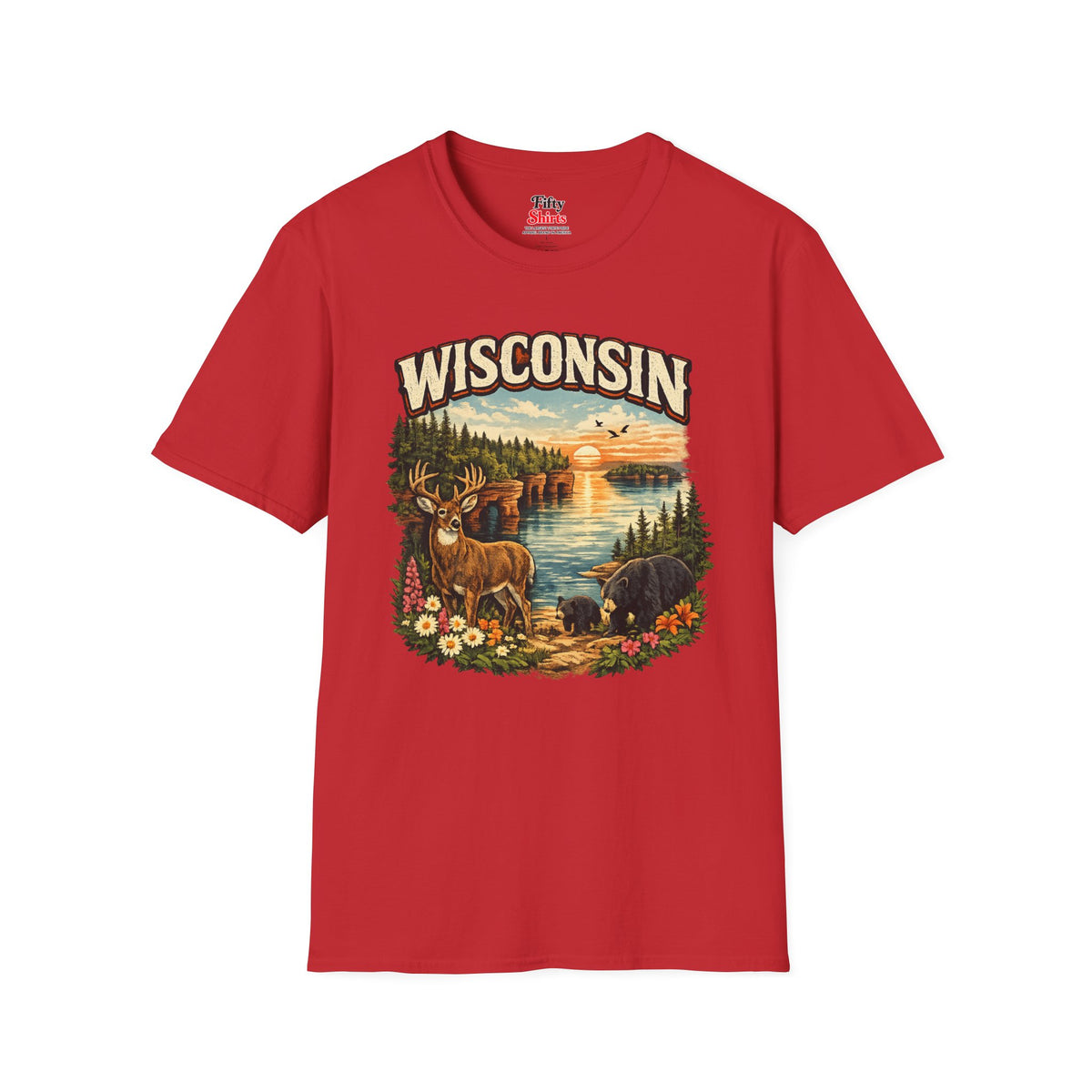 Wisconsin Wildlife Unisex Softstyle T Shirt State Pride Graphic Tee Collections FS03