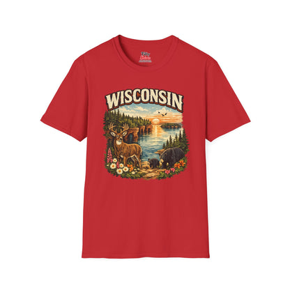 Wisconsin Wildlife Unisex Softstyle T Shirt State Pride Graphic Tee Collections FS03
