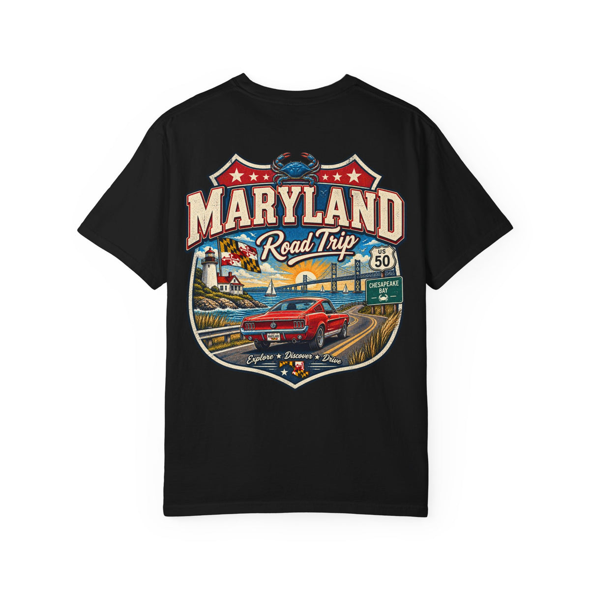 Maryland Road Trip Unisex Comfort Color 1717 Streetwear Graphic Tee