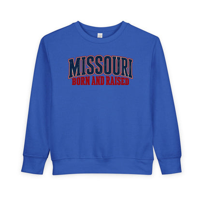 Missouri Born and Raised Vintage Americana Unisex Toddler Sweatshirt Graphic
