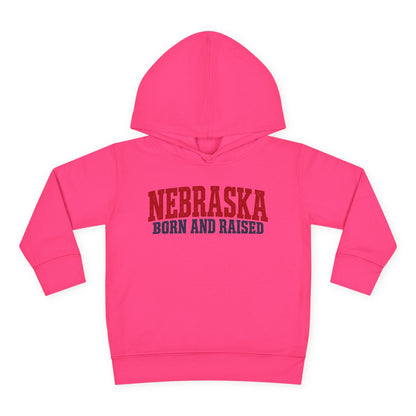 Nebraska Born and Raised Rugged Workwear Unisex Toddler Pullover Fleece Hoodie