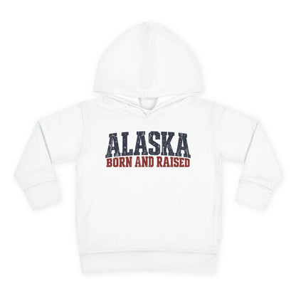 Alaska Born and Raised Bold Northern Workwear Unisex Toddler Pullover Fleece Hoodie