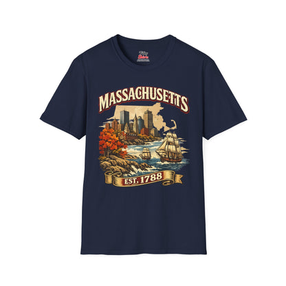 Vintage Massachusetts Heritage Unisex Softstyle T Shirt State Pride Graphic Tee Collections FS03