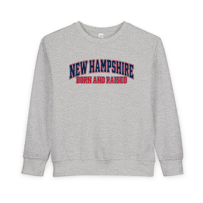 New Hampshire Born and Raised Premium Collegiate Unisex Toddler Sweatshirt Graphic