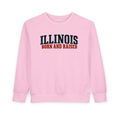 Illinois Born and Raised Midwest Americana Unisex Toddler Sweatshirt