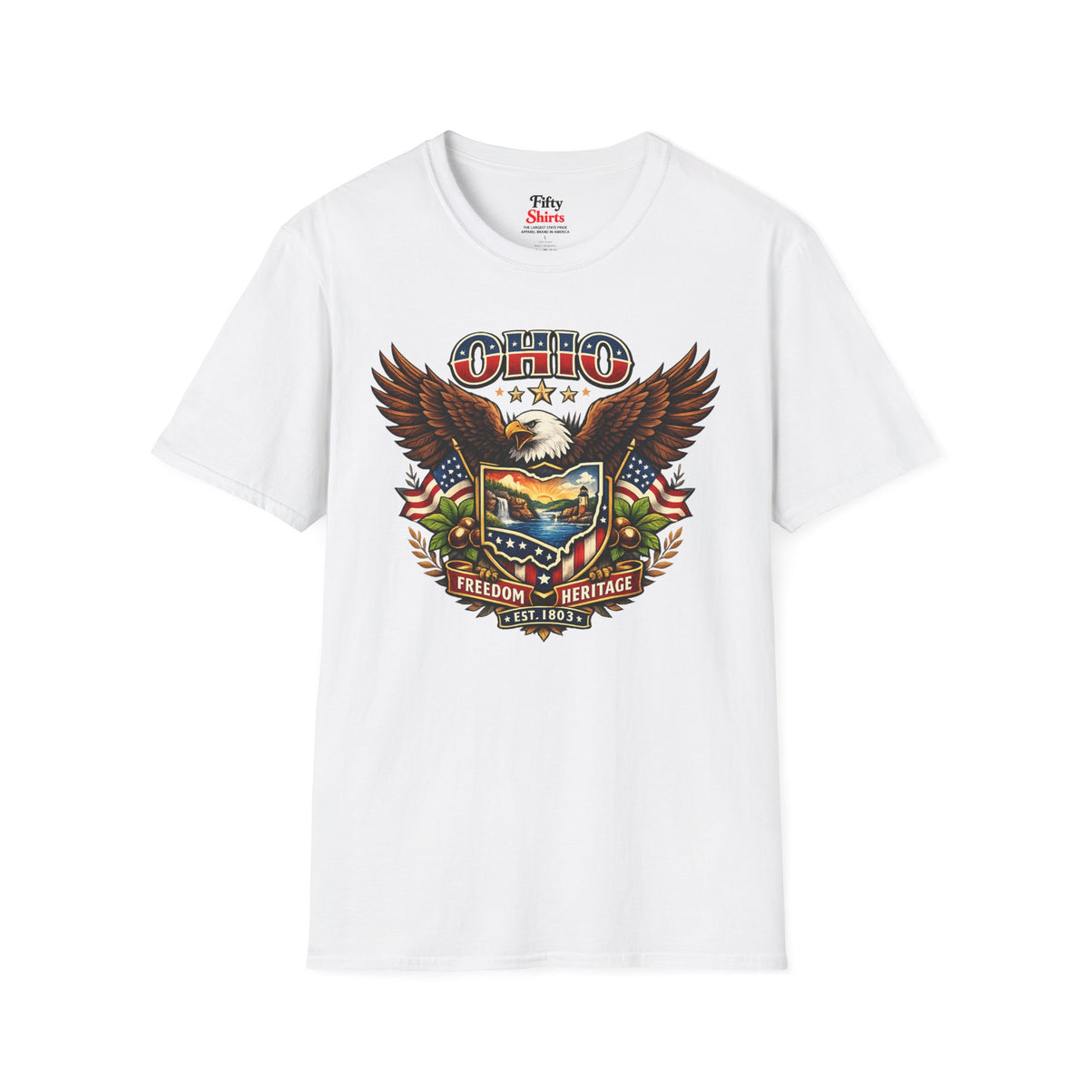 Ohio Americana Eagle Unisex Softstyle T Shirt State Pride Graphic Tee Collections FS03