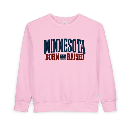 Minnesota Born and Raised Rustic Americana Unisex Toddler Sweatshirt