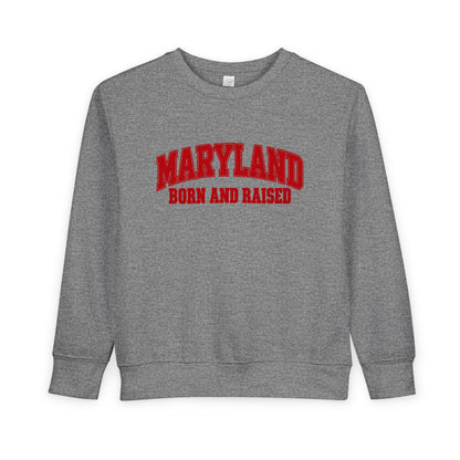 Maryland Born and Raised Classic Collegiate Unisex Toddler Sweatshirt
