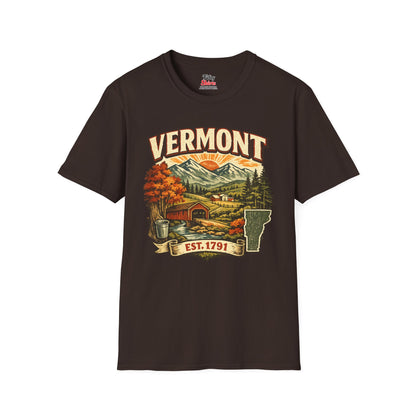 Vintage Vermont Heritage Unisex Softstyle T Shirt State Pride Graphic Tee Collections FS03
