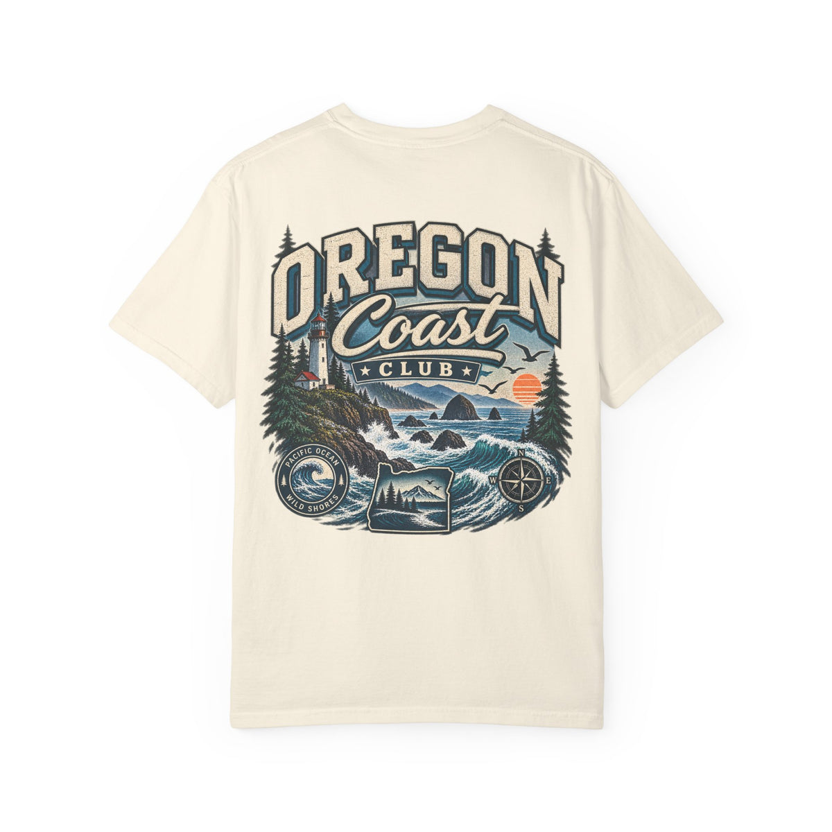 Oregon Coast Club Unisex Comfort Color 1717 Streetwear Graphic Tee