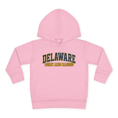 Delaware Born and Raised Old-School Athletic Unisex Toddler Pullover Fleece Hoodie