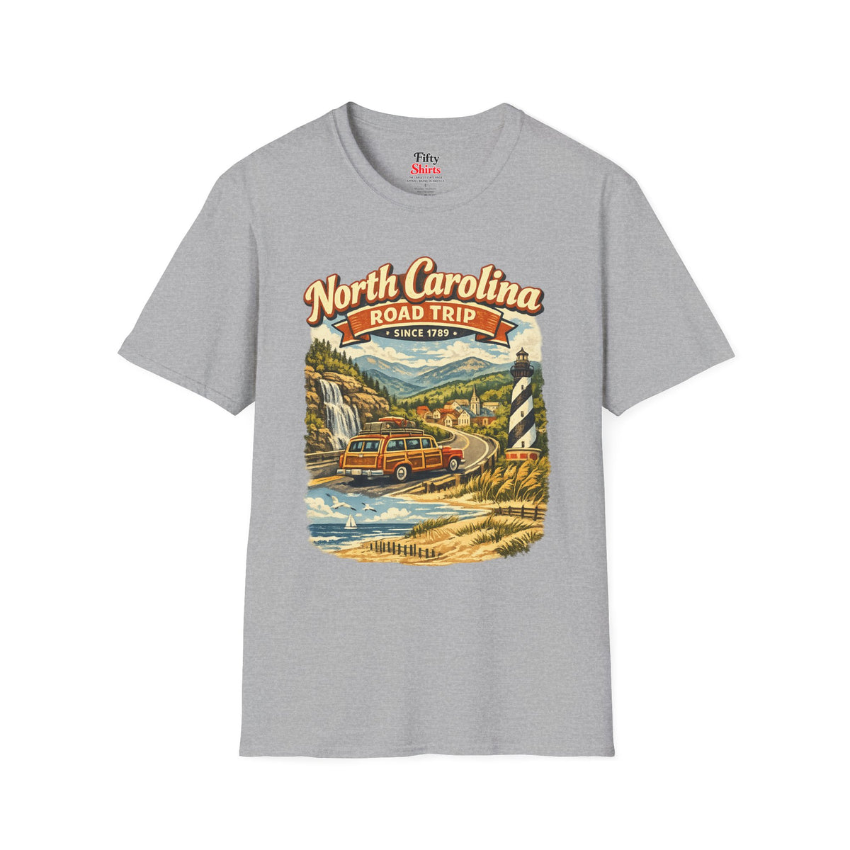 North Carolina Road Trip Unisex Softstyle T Shirt State Pride Graphic Tee Collections FS03