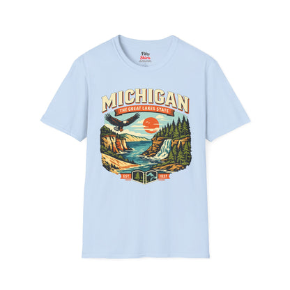 Michigan Great Lakes State Aventure Unisex Softstyle T Shirt State Pride Graphic Tee Collections FS03