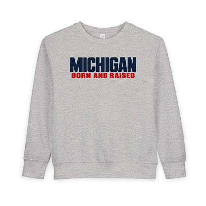 Michigan Born and Raised Minimalist Unisex Toddler Sweatshirt