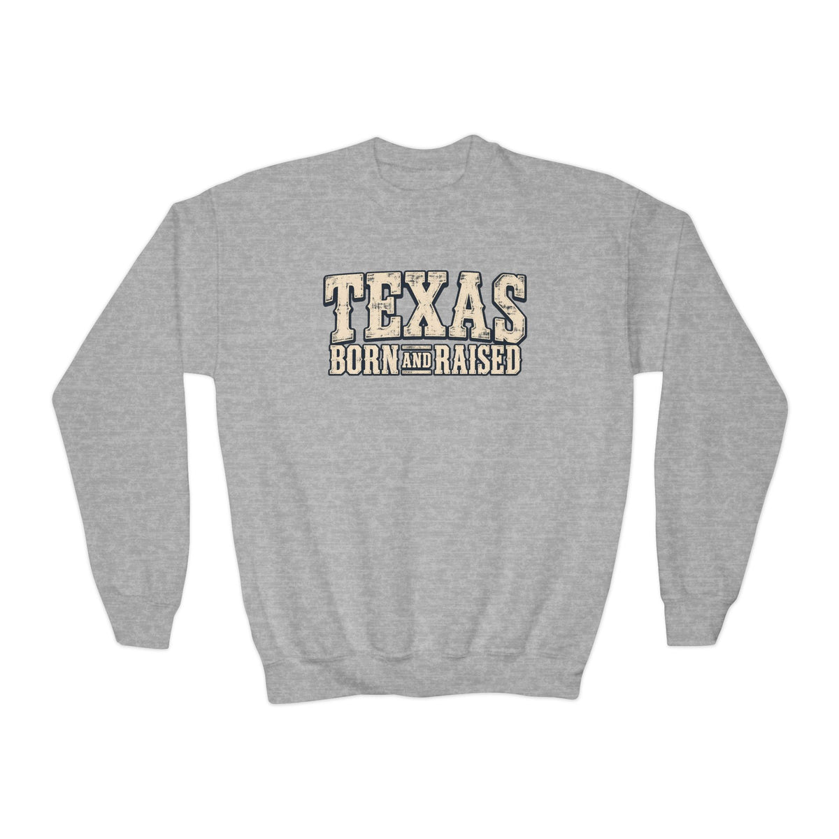 Texas Old-School Ranch Heritage Unisex Youth Crewneck Sweatshirt Graphic