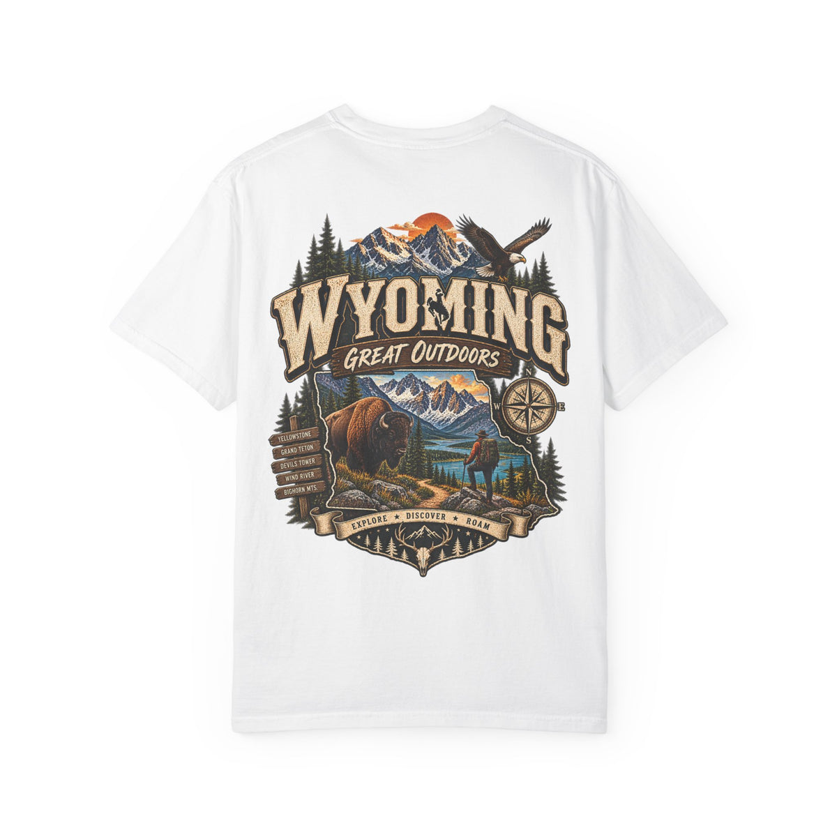 Wyoming Great Outdoors Unisex Comfort Color 1717 Streetwear Graphic Tee