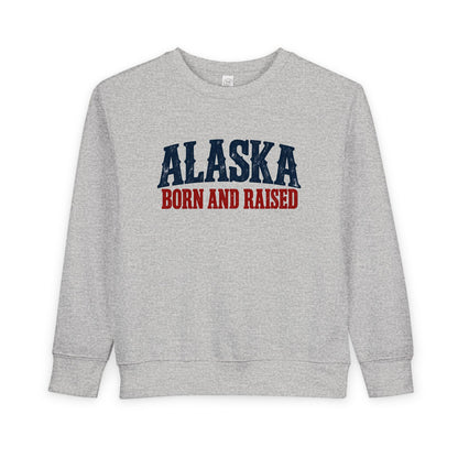 Alaska Born and Raised Rugged Americana Unisex Toddler Sweatshirt