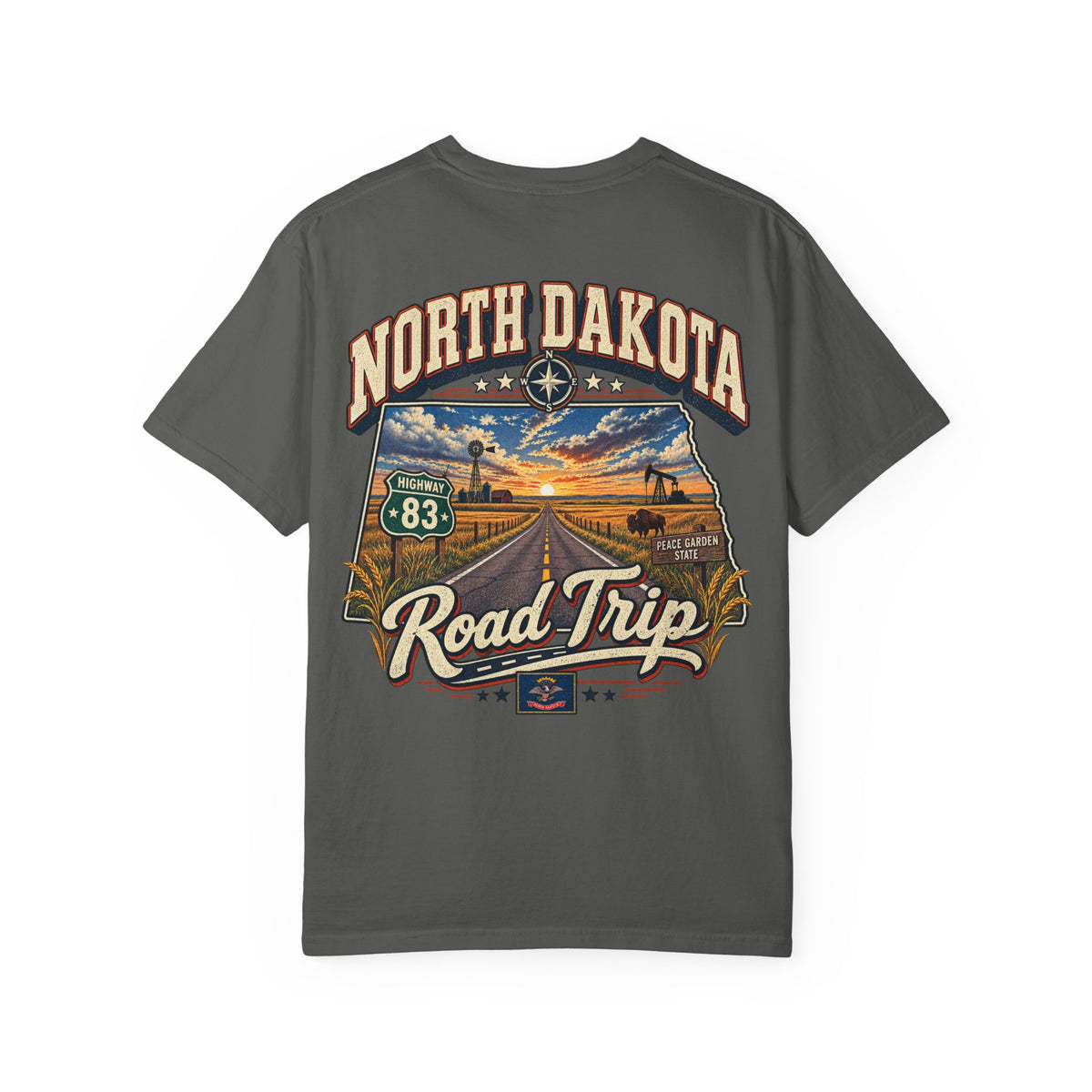 North Dakota Road Trip Unisex Comfort Color 1717 Streetwear Graphic Tee