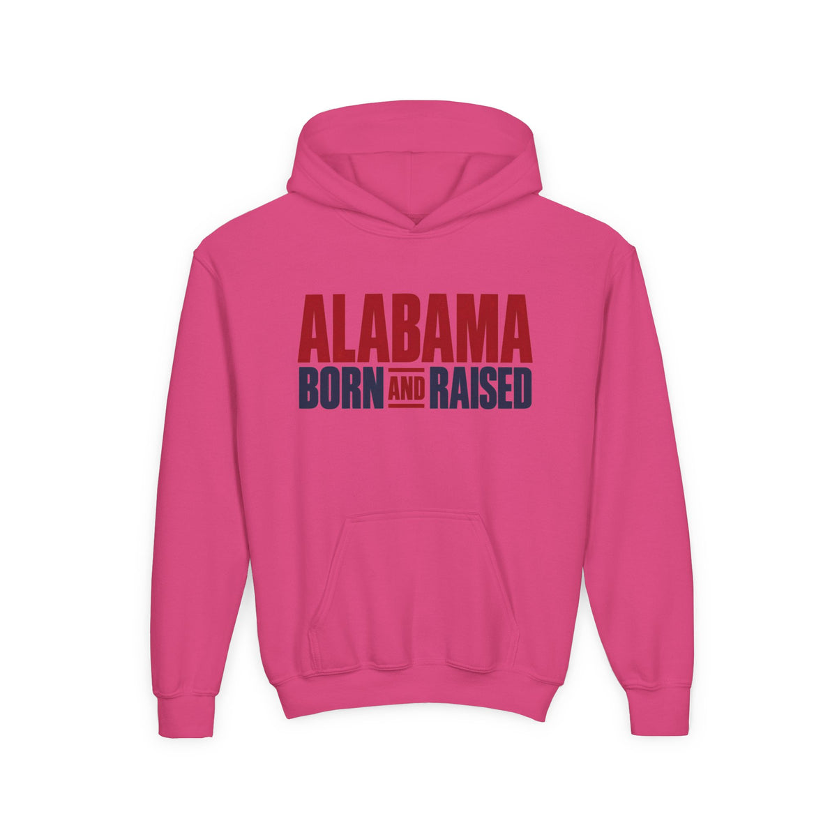 Alabama Born and Raised Minimal Heritage Unisex Youth Heavy Blend Hooded Sweatshirt Graphic
