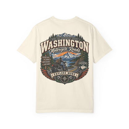 Washington Motorcycle Roads Unisex Comfort Color 1717 Streetwear Graphic Tee