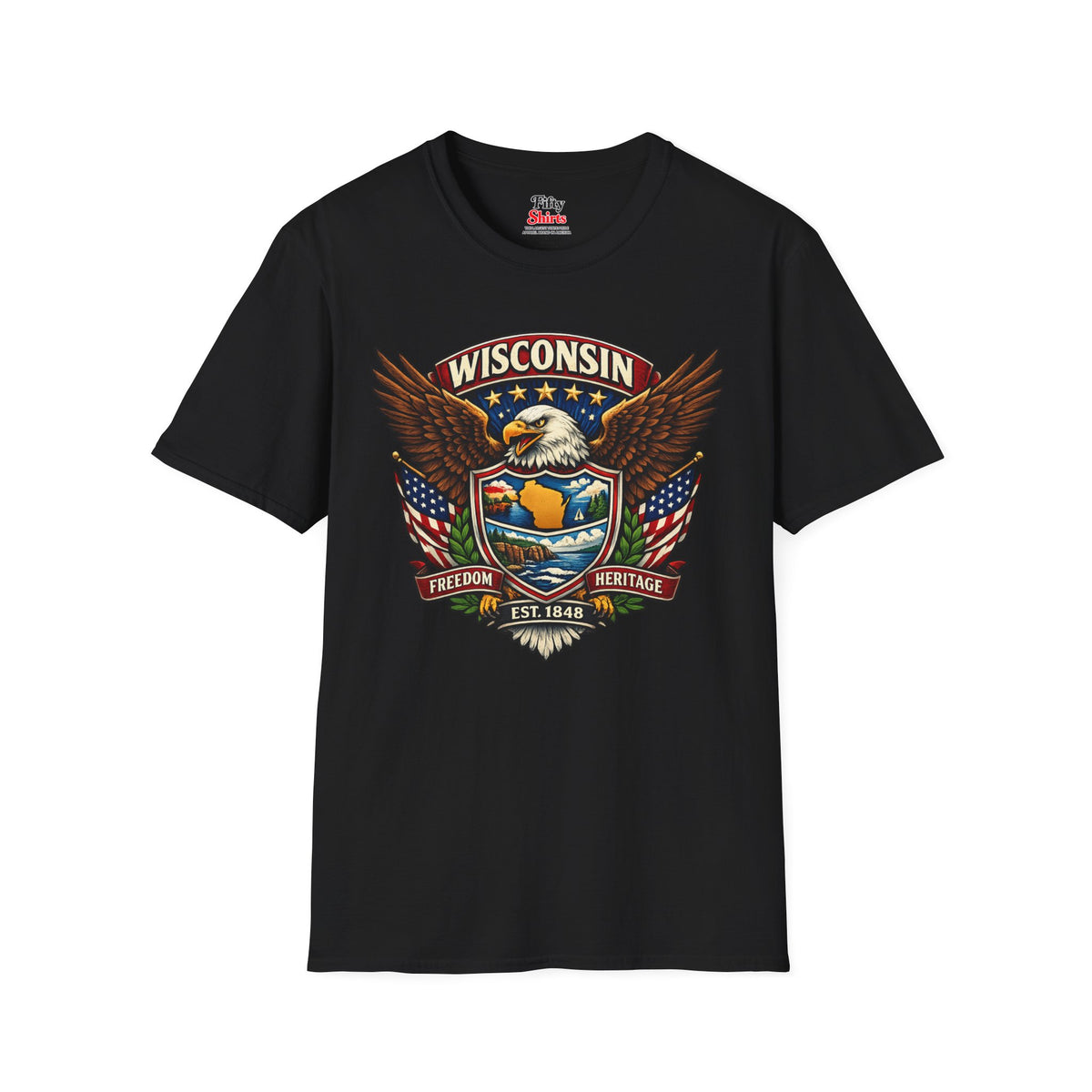 Wisconsin Americana Eagle Unisex Softstyle T Shirt State Pride Graphic Tee Collections FS03