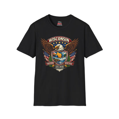 Wisconsin Americana Eagle Unisex Softstyle T Shirt State Pride Graphic Tee Collections FS03