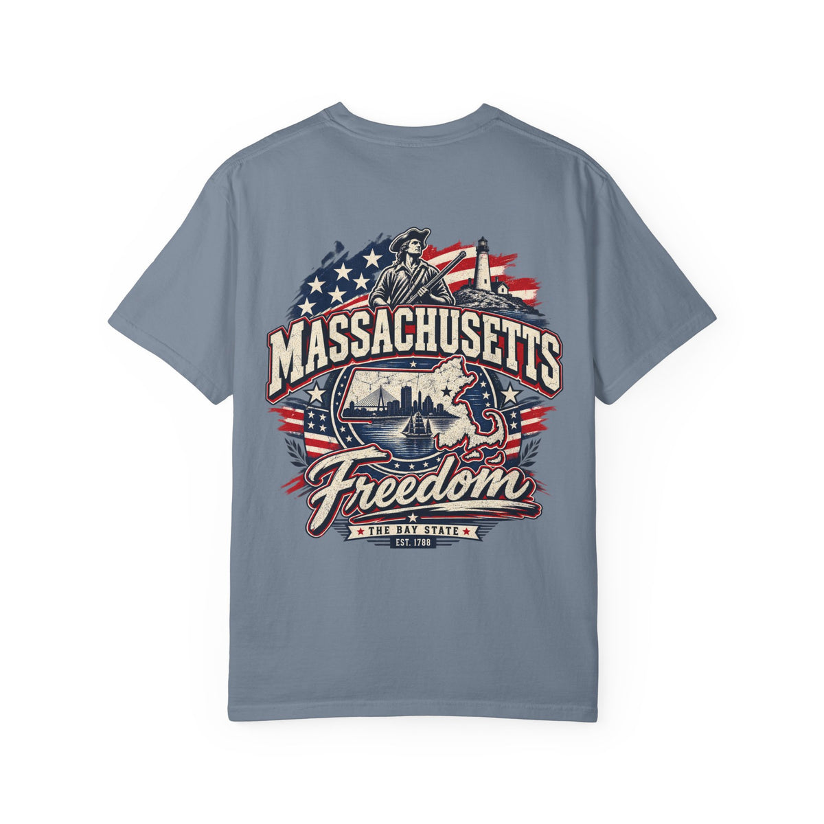 Massachusetts Freedom Unisex Comfort Color 1717 Streetwear Graphic Tee