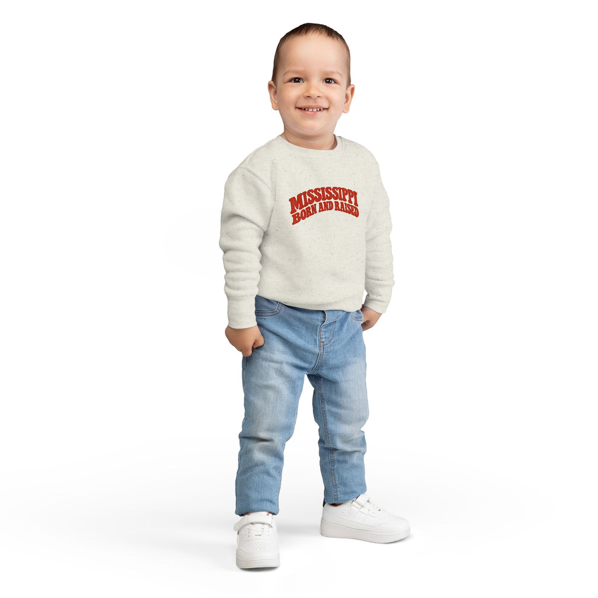 Mississippi Born and Raised Retro 1970s Unisex Toddler Sweatshirt