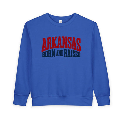 Arkansas Born and Raised Bold Vintage State Pride Unisex Toddler Sweatshirt