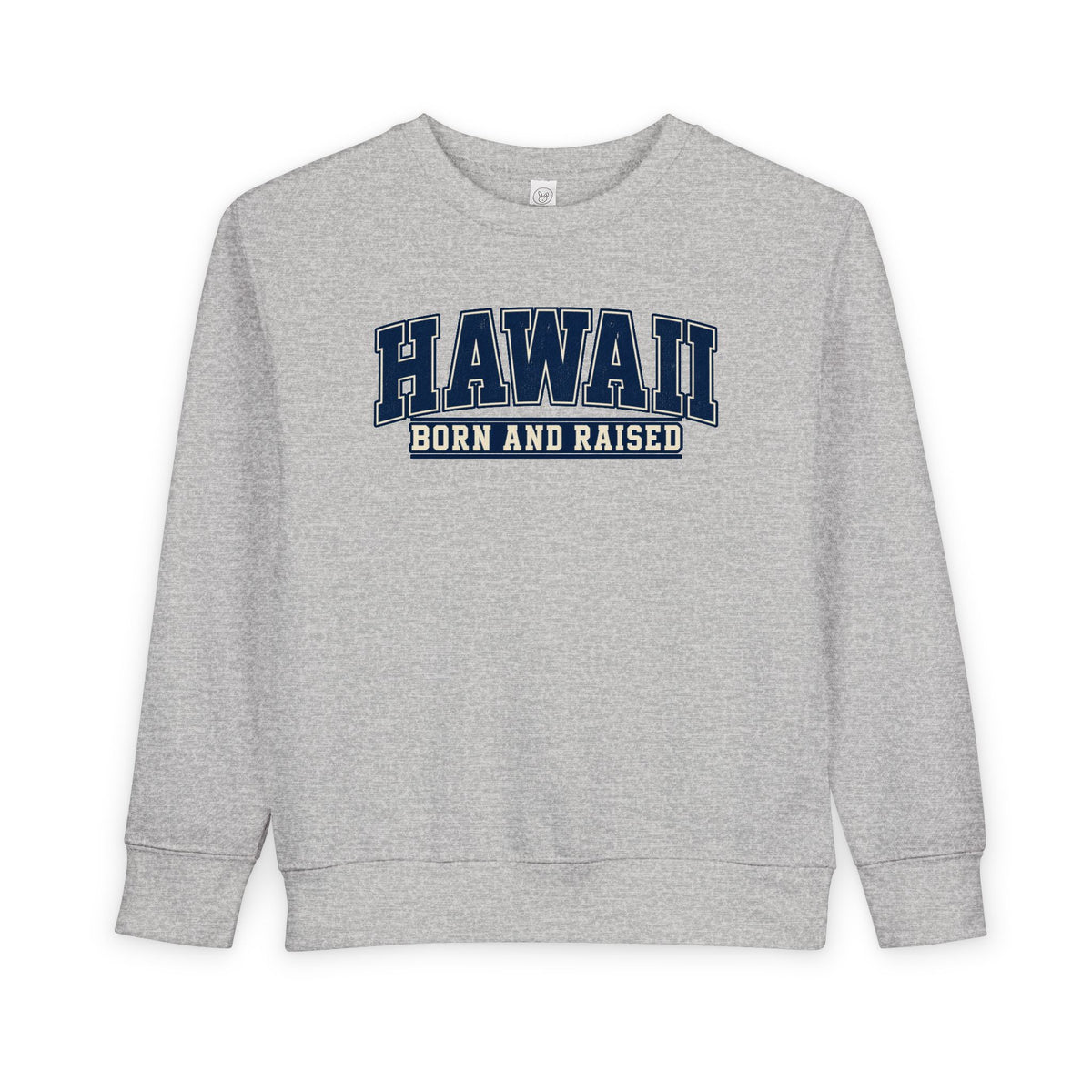 Hawaii Born and Raised Collegiate Style Unisex Toddler Sweatshirt