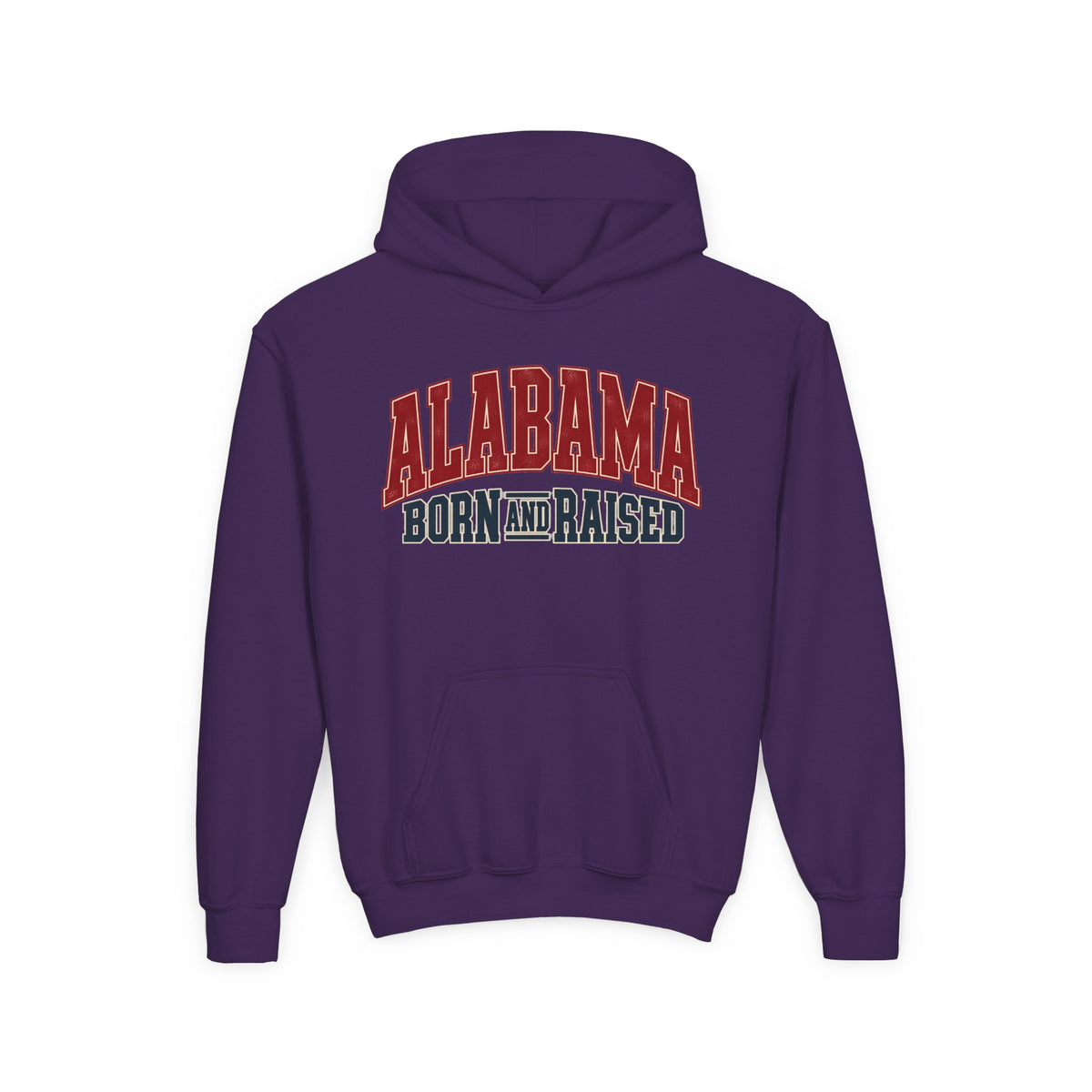 Alabama Born and Raised Vintage Athletic Heritage Unisex Youth Heavy Blend Hooded Sweatshirt Graphic