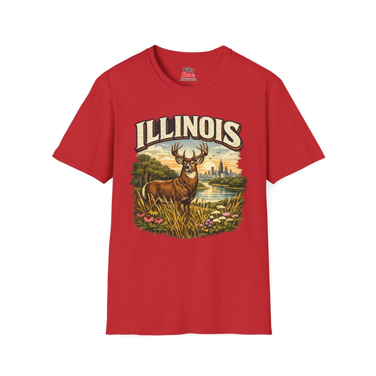 Illinois Wildlife Unisex Softstyle T Shirt State Pride Graphic Tee Collections FS03
