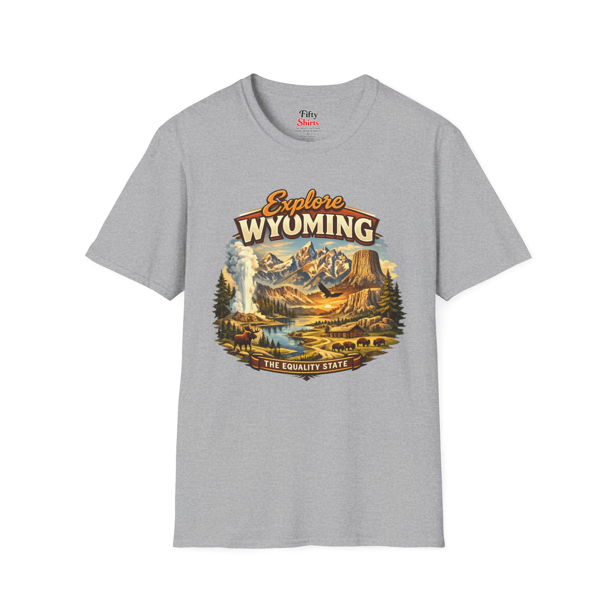 Explore Wyoming Unisex Softstyle T Shirt State Pride Graphic Tee Collections FS03