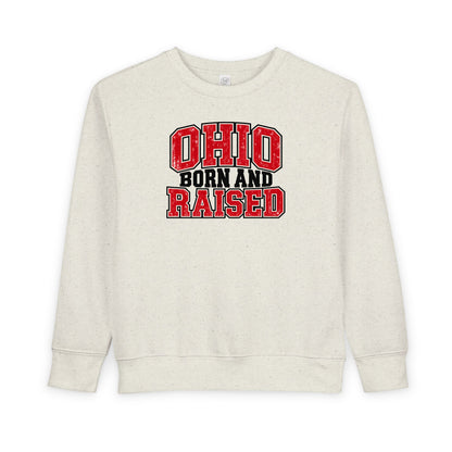 Ohio Born and Raised Vintage Collegiate Unisex Toddler Sweatshirt