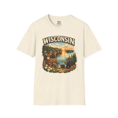 Wisconsin Wildlife Unisex Softstyle T Shirt State Pride Graphic Tee Collections FS03