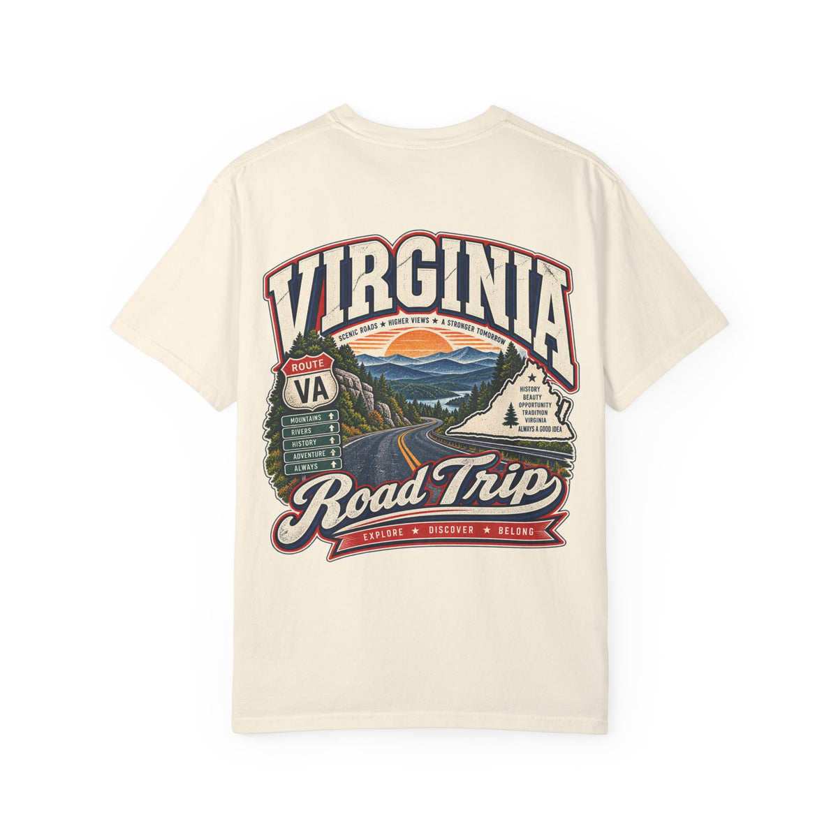 Virginia Road Trip Unisex Comfort Color 1717 Streetwear Graphic Tee