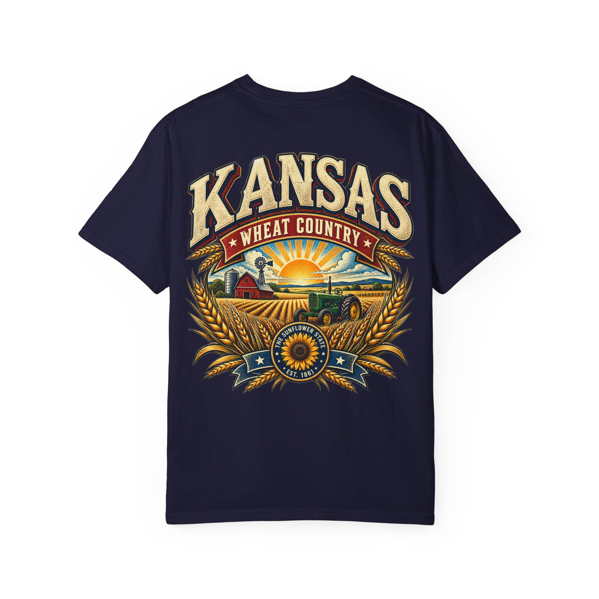 Kansas Wheat Country Unisex Comfort Color 1717 Streetwear Graphic Tee