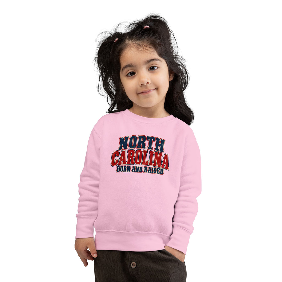 North Carolina Born and Raised Vintage Americana Unisex Toddler Sweatshirt