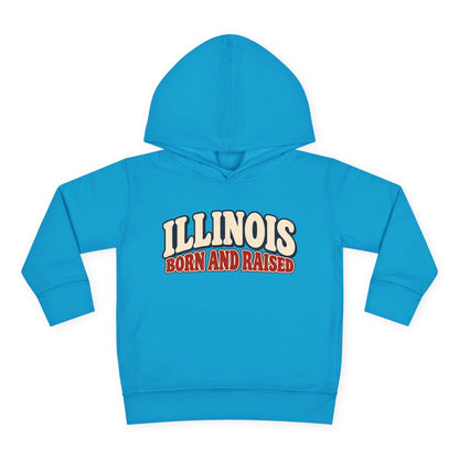 Illinois Born and Raised Retro 1970s Unisex Toddler Pullover Fleece Hoodie
