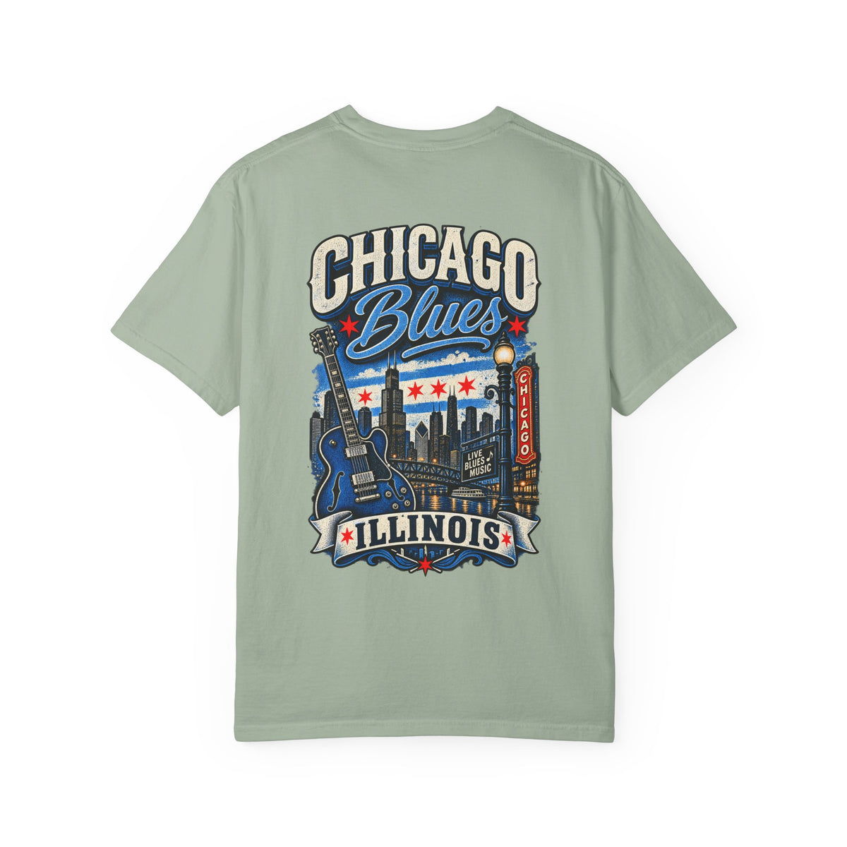 Chicago Illinois Blues Streetwear Unisex Comfort Color 1717 Streetwear Graphic Tee