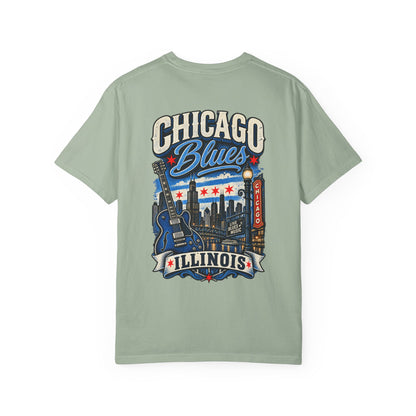 Chicago Illinois Blues Streetwear Unisex Comfort Color 1717 Streetwear Graphic Tee